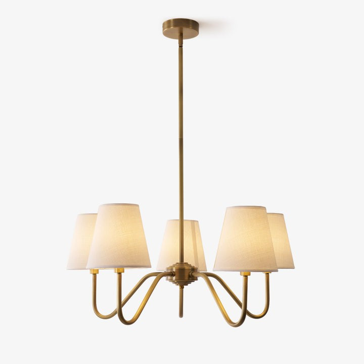 Gold Brass Fabric Shade Chandelier – 5 & 8-Light Options