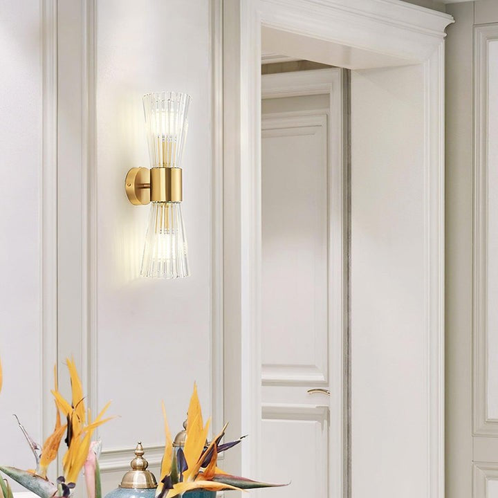 Gold Crystal LED Wall Sconce – Modern Transitional Lighting
