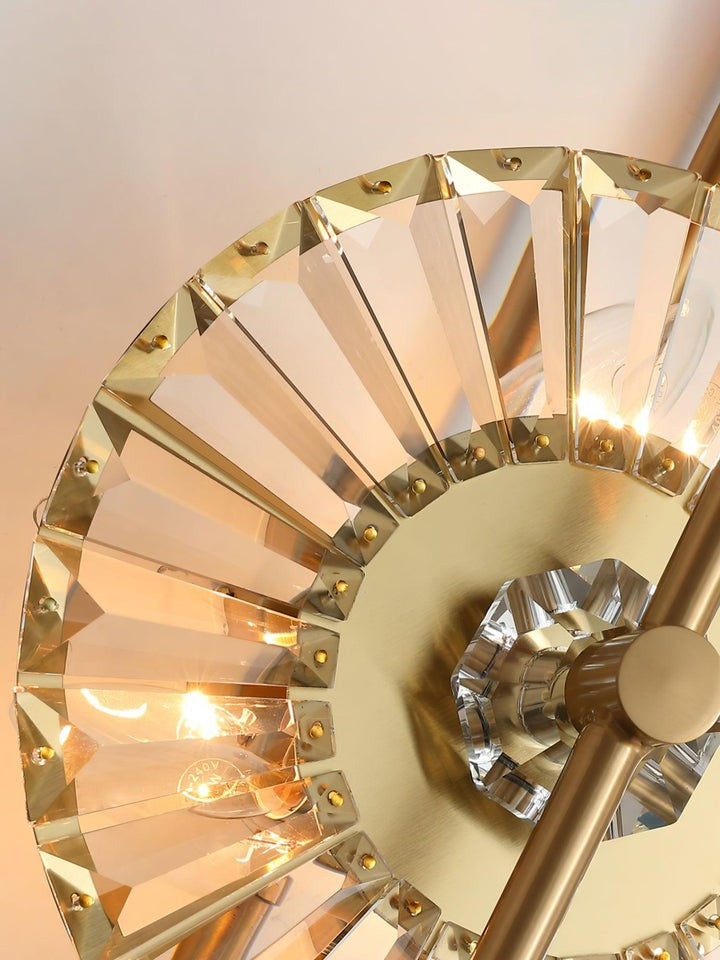Gold Gear-Style Crystal Glass Wall Sconce