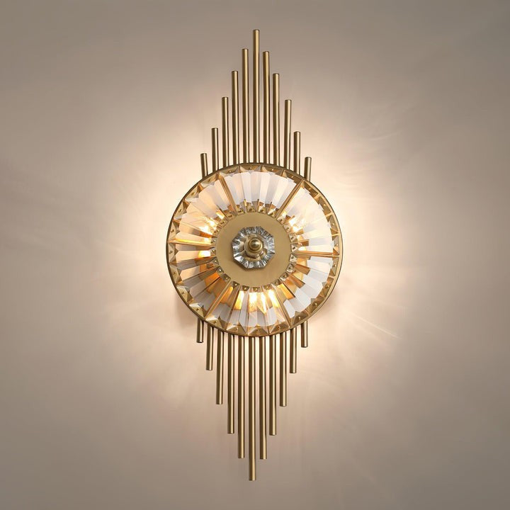 Gold Gear-Style Crystal Glass Wall Sconce