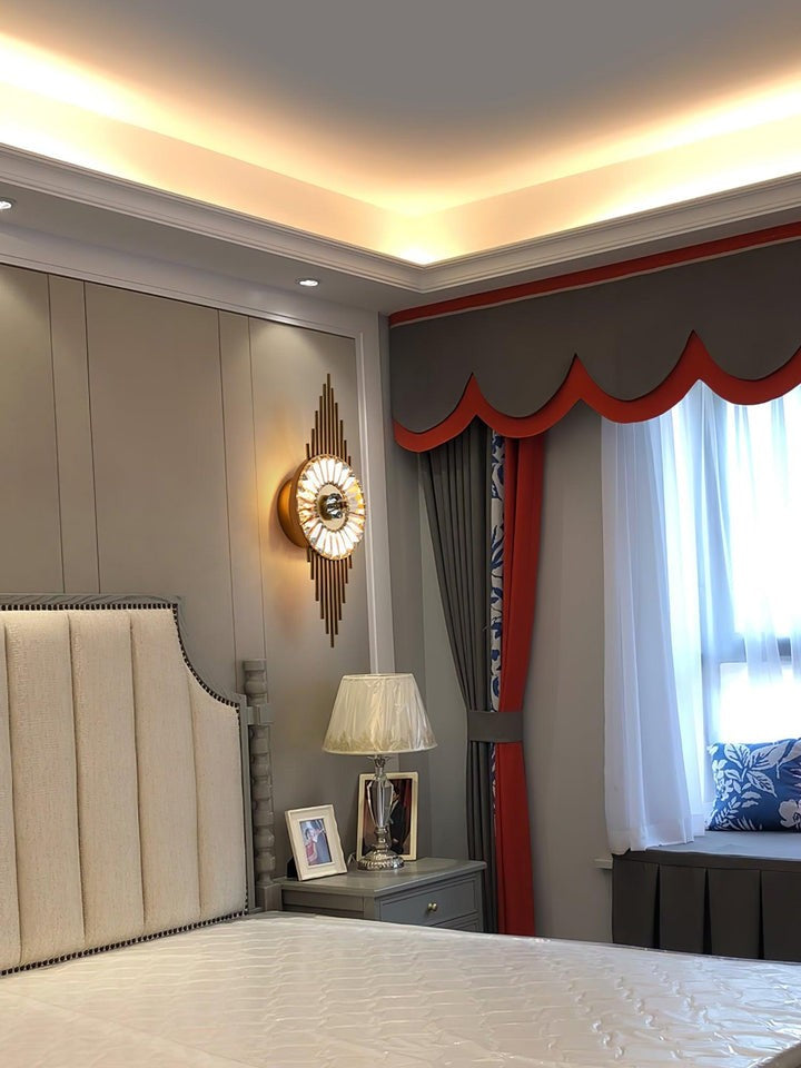 Gold Gear-Style Crystal Glass Wall Sconce