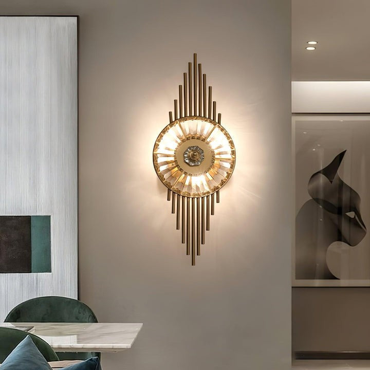 Gold Gear-Style Crystal Glass Wall Sconce