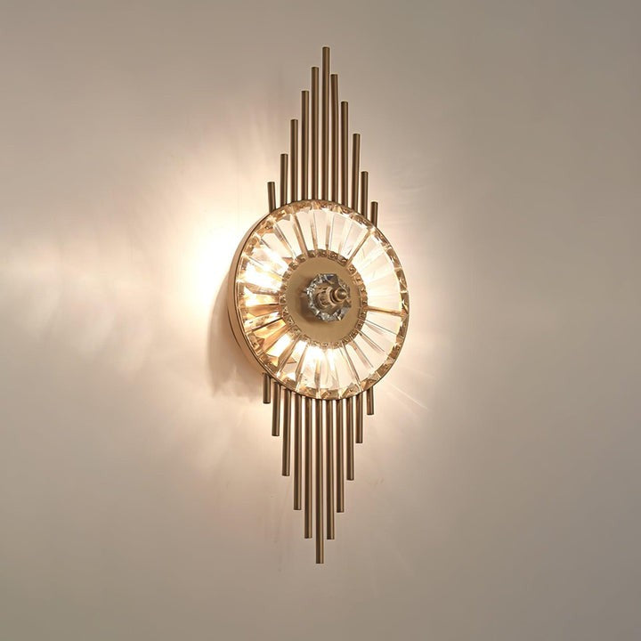 Gold Gear-Style Crystal Glass Wall Sconce