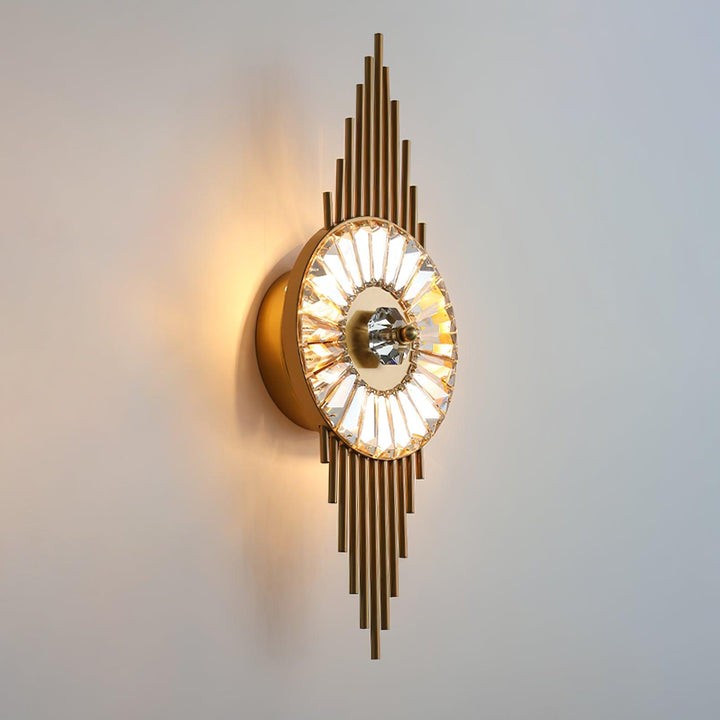 Gold Gear-Style Crystal Glass Wall Sconce
