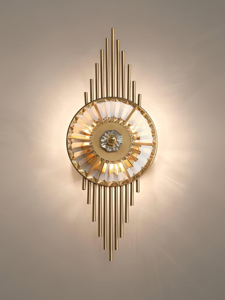 Gold Gear-Style Crystal Glass Wall Sconce