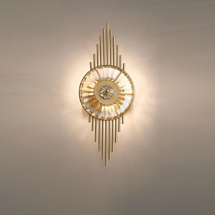 Gold Gear-Style Crystal Glass Wall Sconce