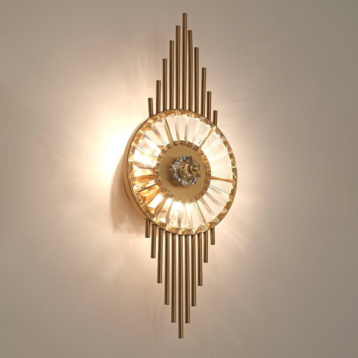 Gold Gear-Style Crystal Glass Wall Sconce