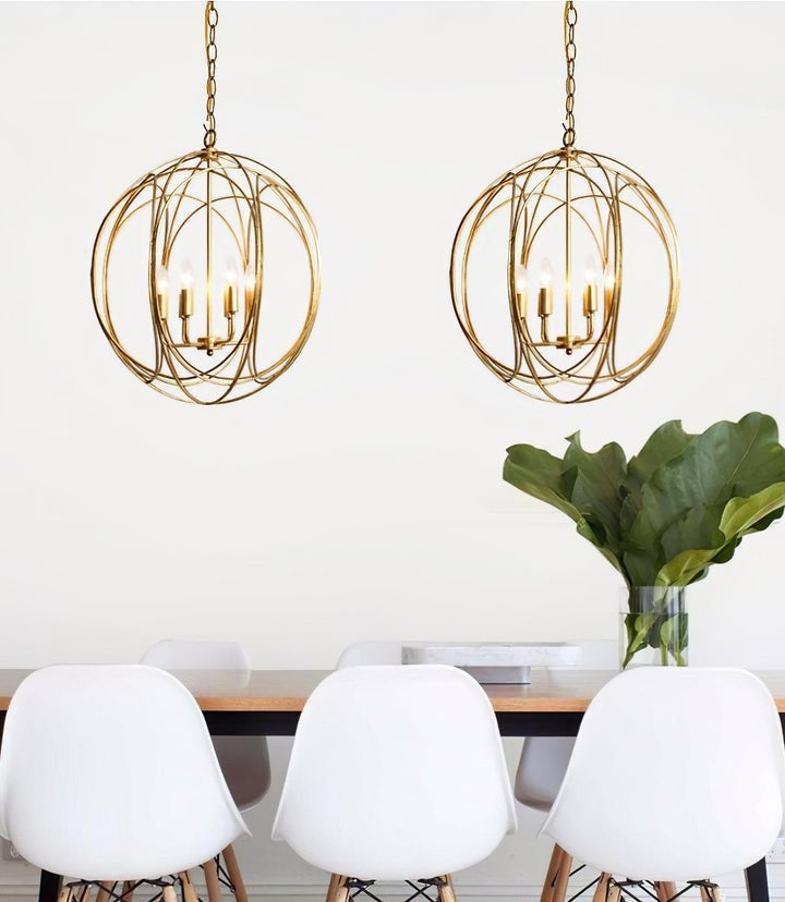 Gold Interlocking Circle Pendant Light