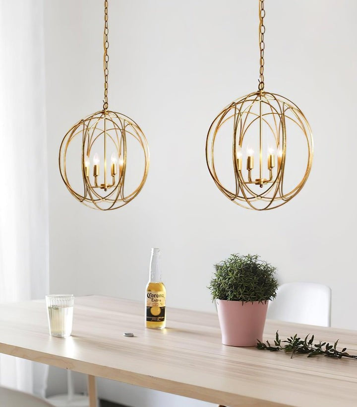 Gold Interlocking Circle Pendant Light