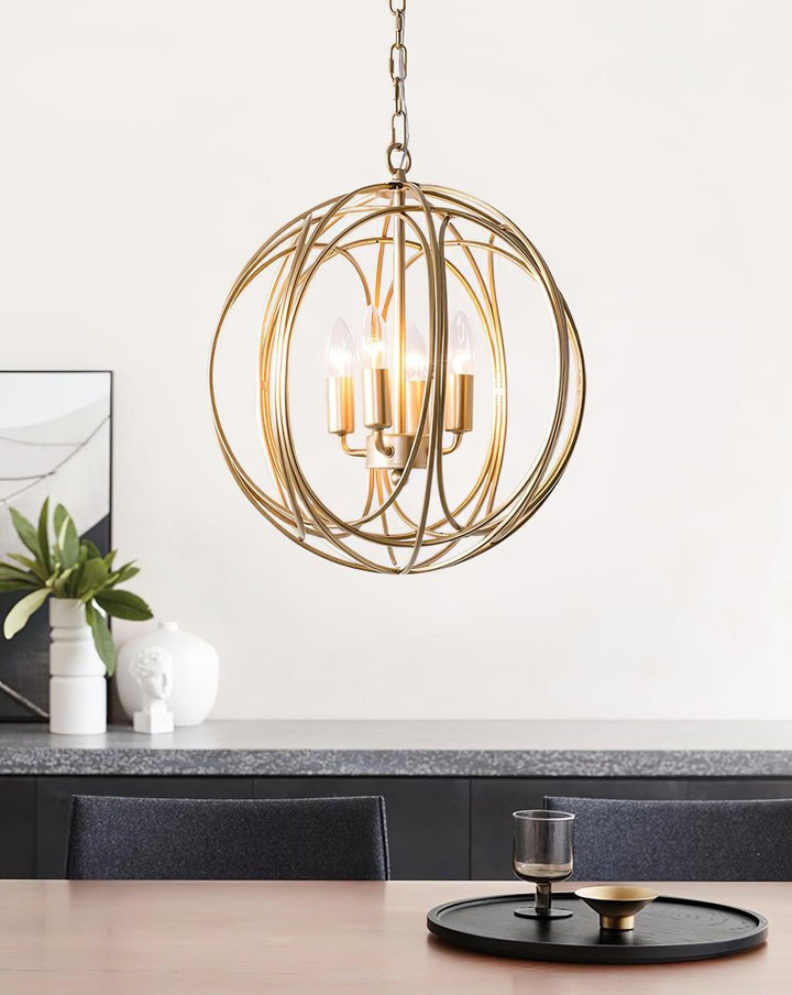 Gold Interlocking Circle Pendant Light
