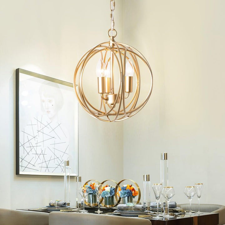 Gold Interlocking Circle Pendant Light