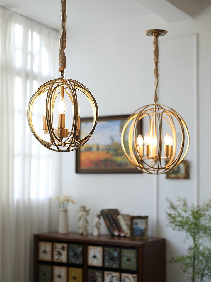 Gold Interlocking Circle Pendant Light