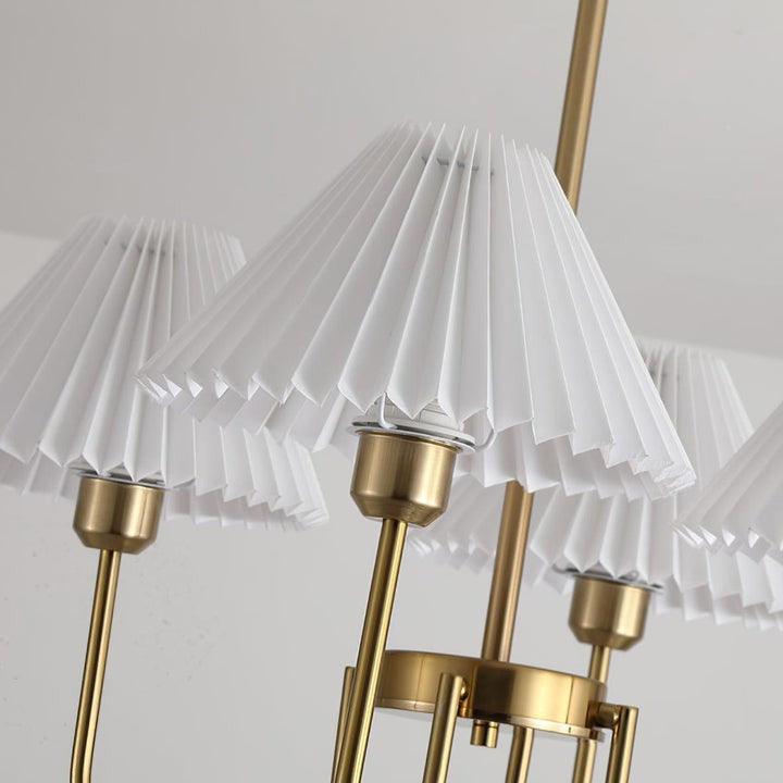Gold Pleated Linen Shade Chandelier