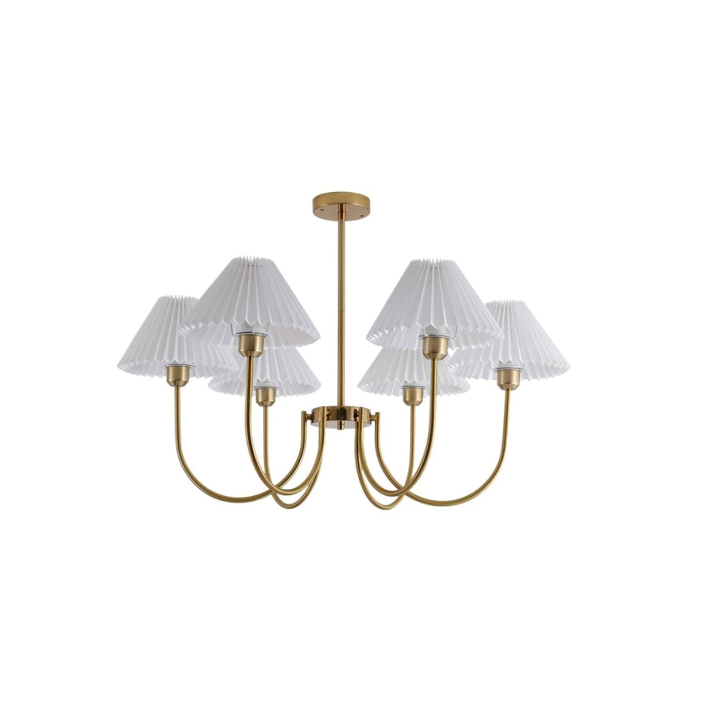 Gold Pleated Linen Shade Chandelier