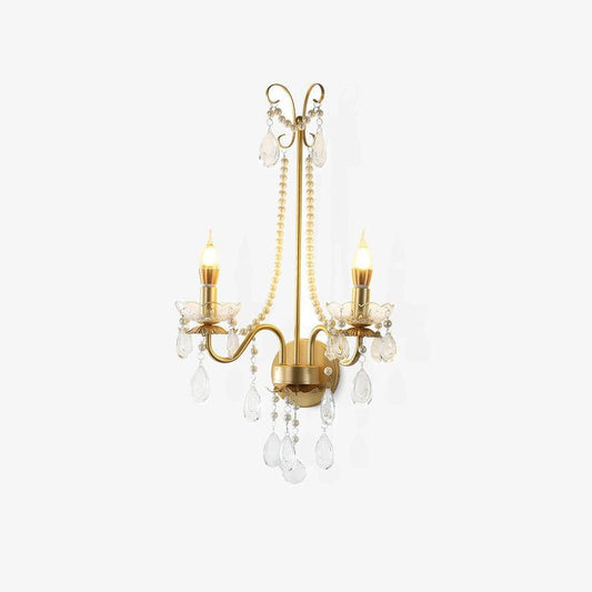 Gold-Finish Crystal & Pearl Chain Wall Sconce