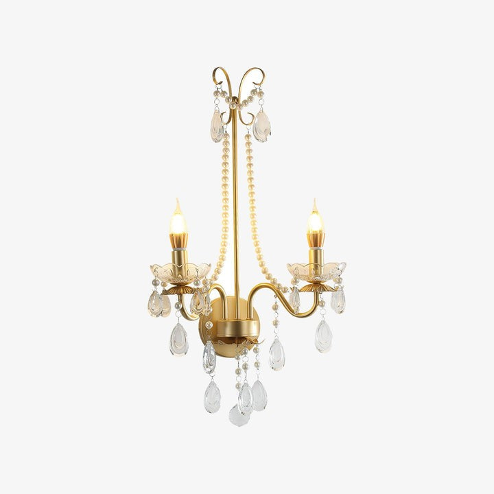 Gold-Finish Crystal & Pearl Chain Wall Sconce