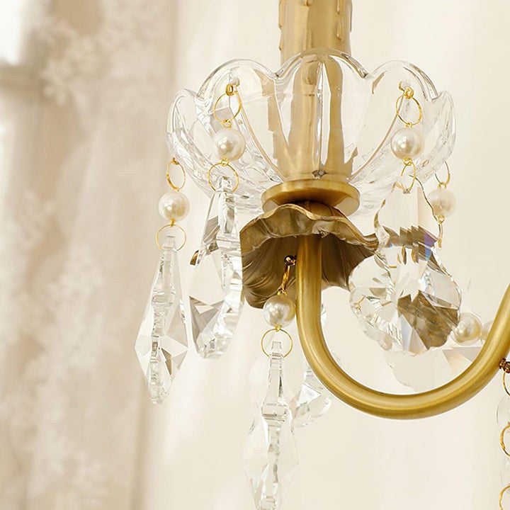 Gold-Finish Crystal & Pearl Chain Wall Sconce