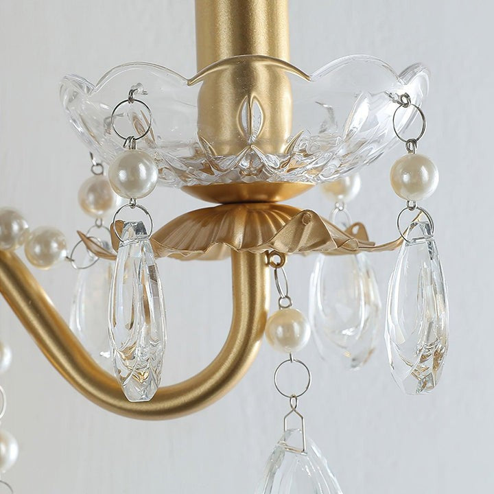 Gold-Finish Crystal & Pearl Chain Wall Sconce