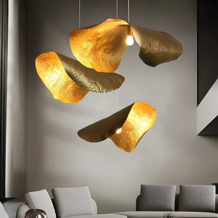 Hammered Brass Ceiling Pendant Light with Adjustable Cable