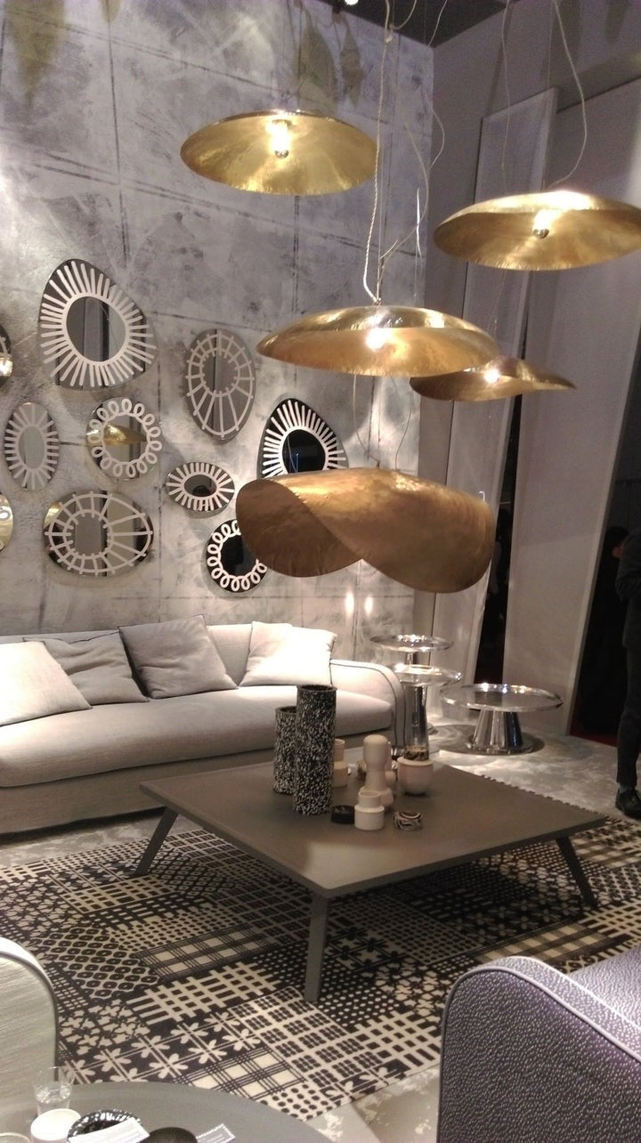 Hammered Brass Ceiling Pendant Light with Adjustable Cable