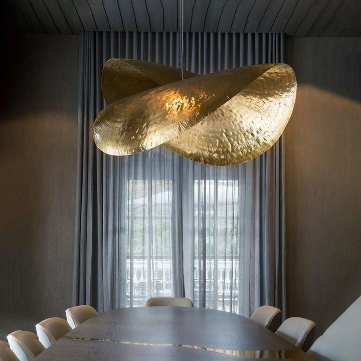 Hammered Brass Ceiling Pendant Light with Adjustable Cable