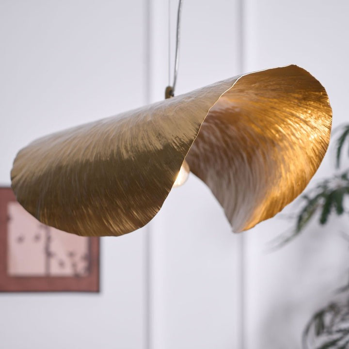 Hammered Brass Ceiling Pendant Light with Adjustable Cable