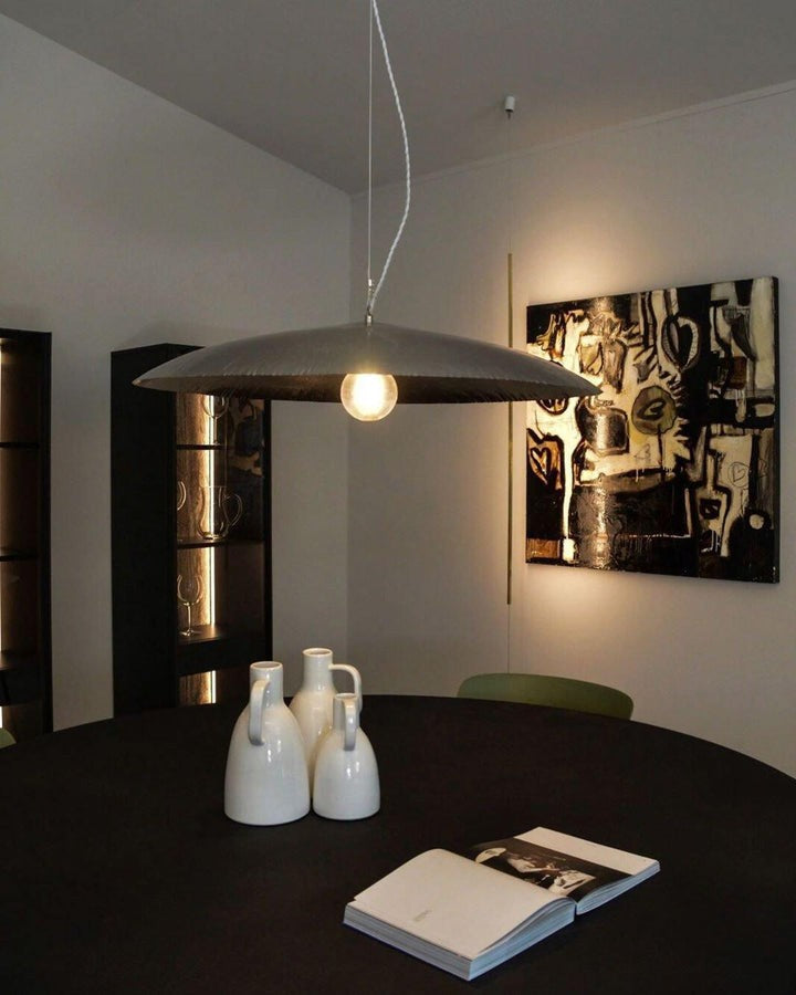 Hammered Brass Ceiling Pendant Light with Adjustable Cable