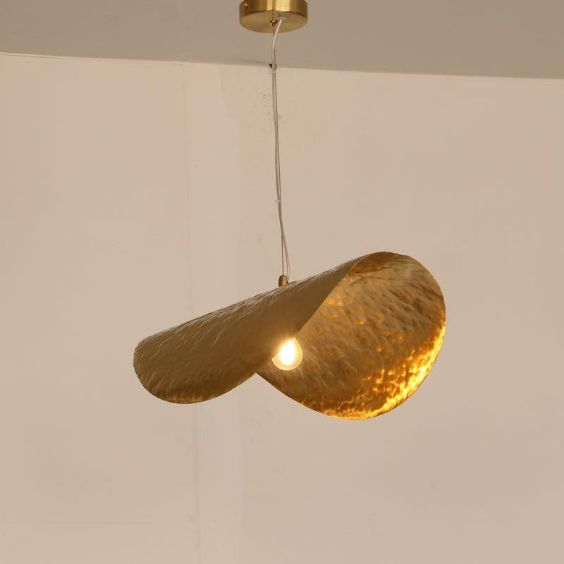 Hammered Brass Ceiling Pendant Light with Adjustable Cable