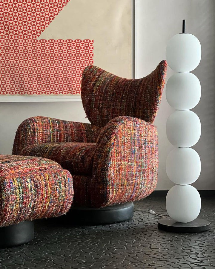 Hand-Blown Glass Globe LED Floor Lamp with Marble Base