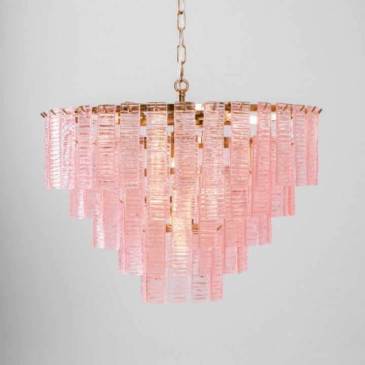 Hand-Blown Pink Murano Glass Ceiling Chandelier