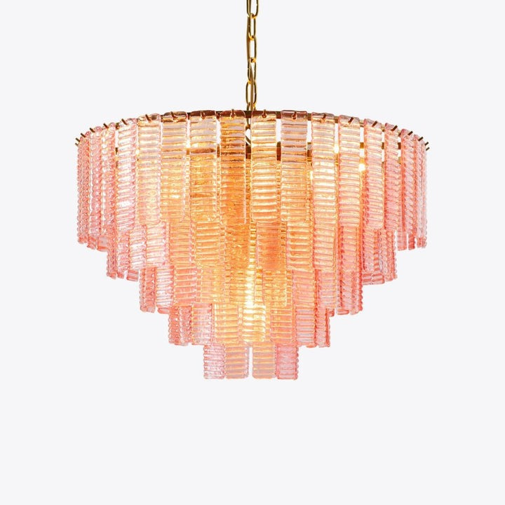 Hand-Blown Pink Murano Glass Ceiling Chandelier