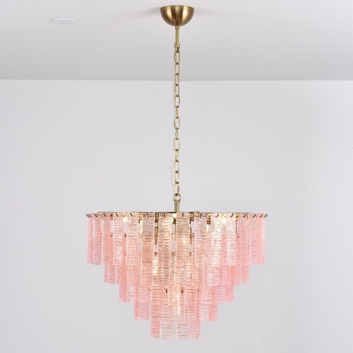 Hand-Blown Pink Murano Glass Ceiling Chandelier