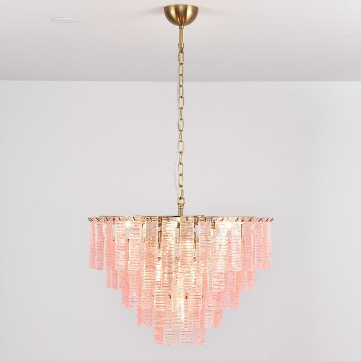 Hand-Blown Pink Murano Glass Ceiling Chandelier