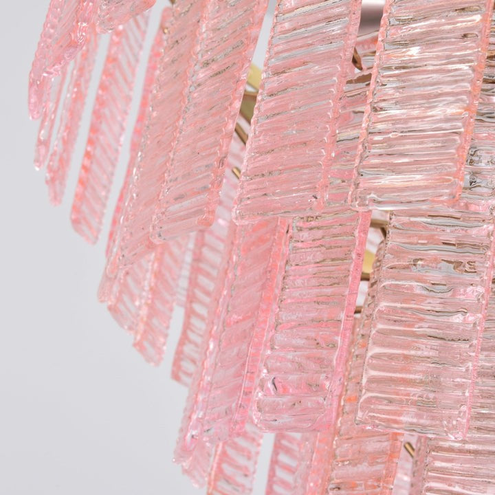 Hand-Blown Pink Murano Glass Ceiling Chandelier