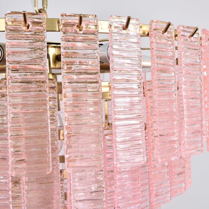 Hand-Blown Pink Murano Glass Ceiling Chandelier