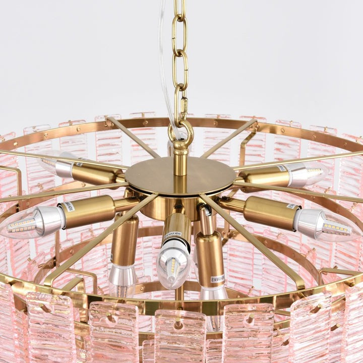 Hand-Blown Pink Murano Glass Ceiling Chandelier