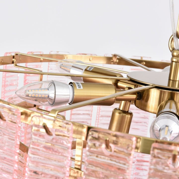 Hand-Blown Pink Murano Glass Ceiling Chandelier