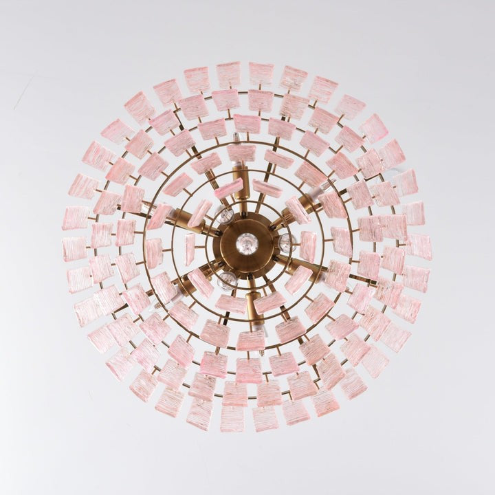 Hand-Blown Pink Murano Glass Ceiling Chandelier