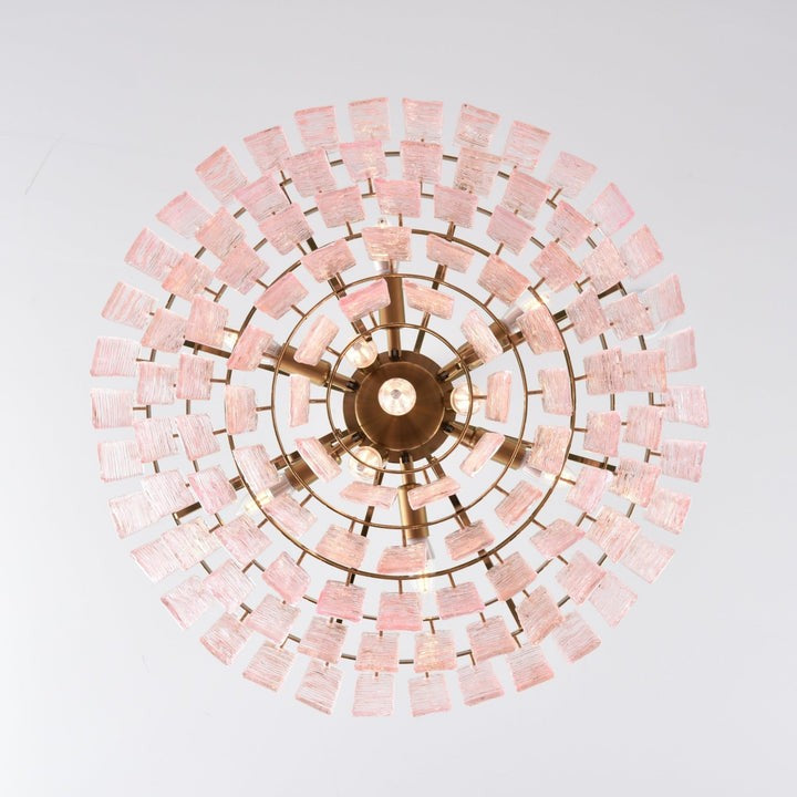 Hand-Blown Pink Murano Glass Ceiling Chandelier