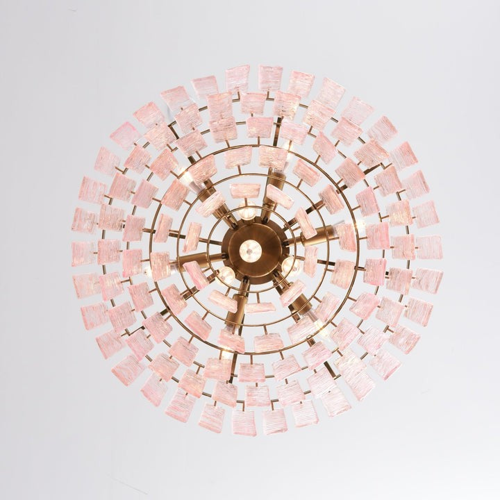 Hand-Blown Pink Murano Glass Ceiling Chandelier