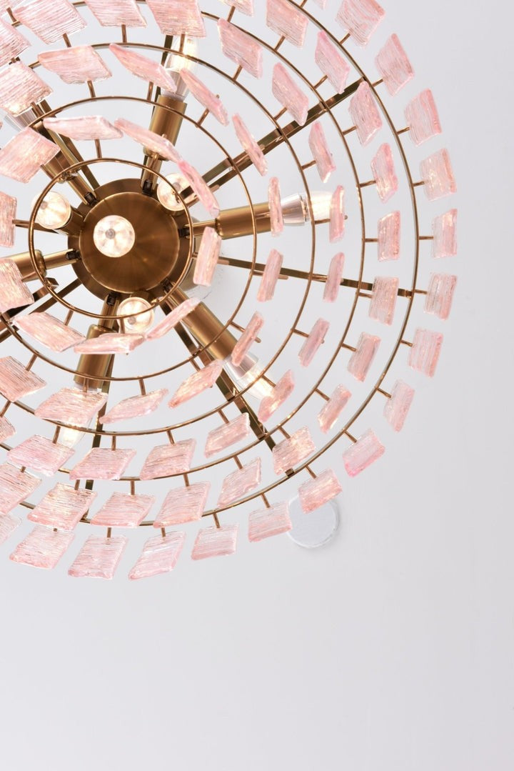 Hand-Blown Pink Murano Glass Ceiling Chandelier