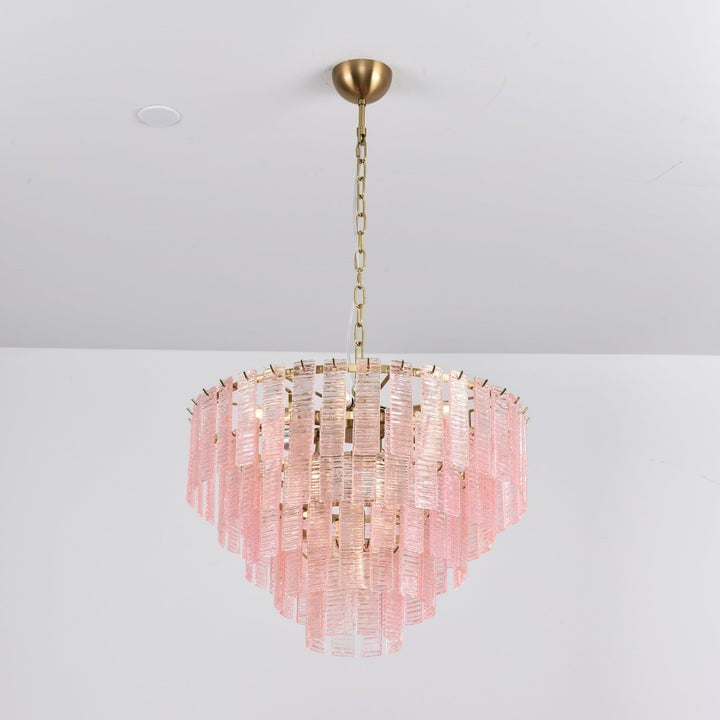 Hand-Blown Pink Murano Glass Ceiling Chandelier