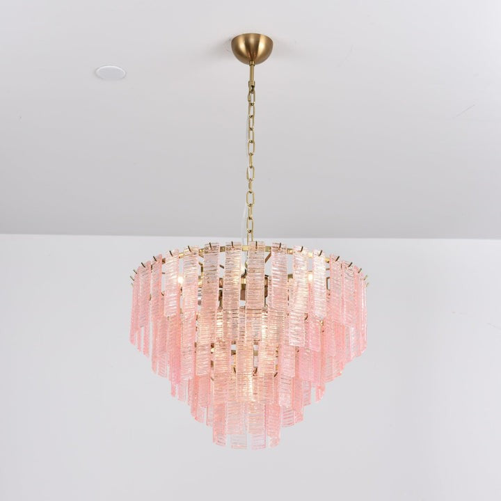 Hand-Blown Pink Murano Glass Ceiling Chandelier