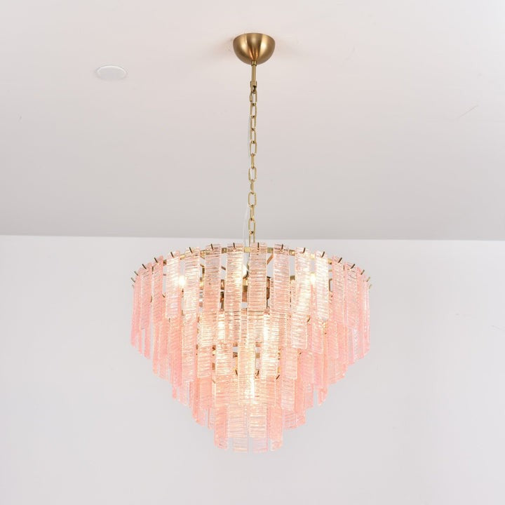 Hand-Blown Pink Murano Glass Ceiling Chandelier