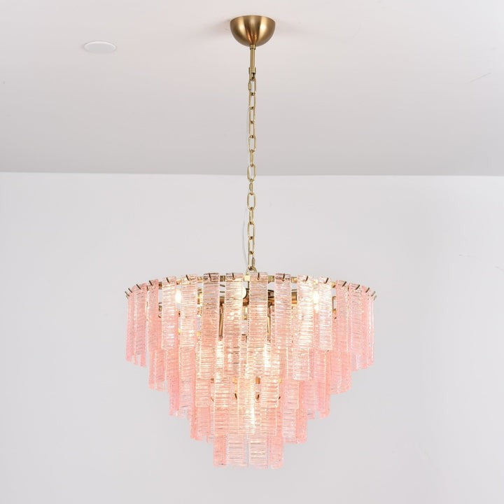 Hand-Blown Pink Murano Glass Ceiling Chandelier