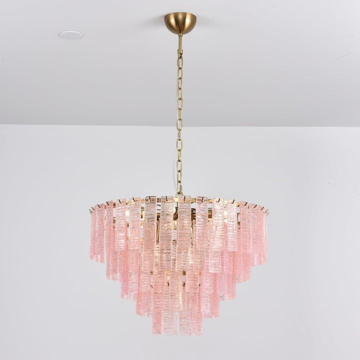 Hand-Blown Pink Murano Glass Ceiling Chandelier