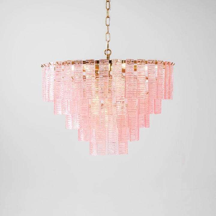 Hand-Blown Pink Murano Glass Ceiling Chandelier