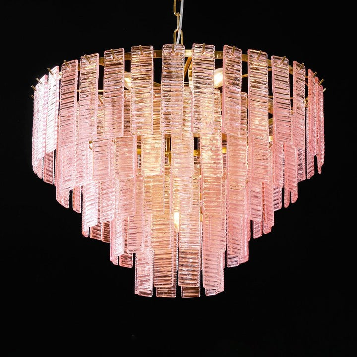 Hand-Blown Pink Murano Glass Ceiling Chandelier