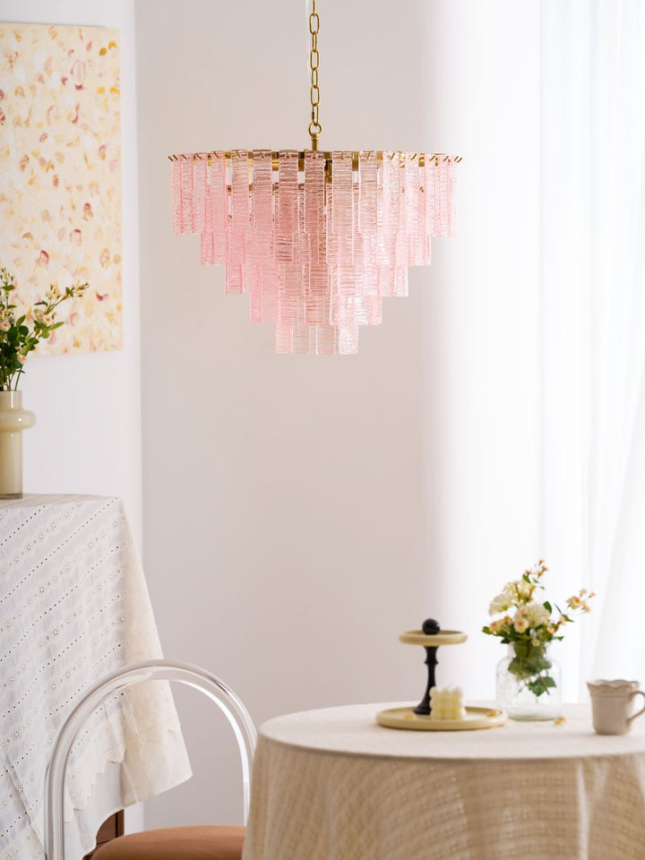 Hand-Blown Pink Murano Glass Ceiling Chandelier