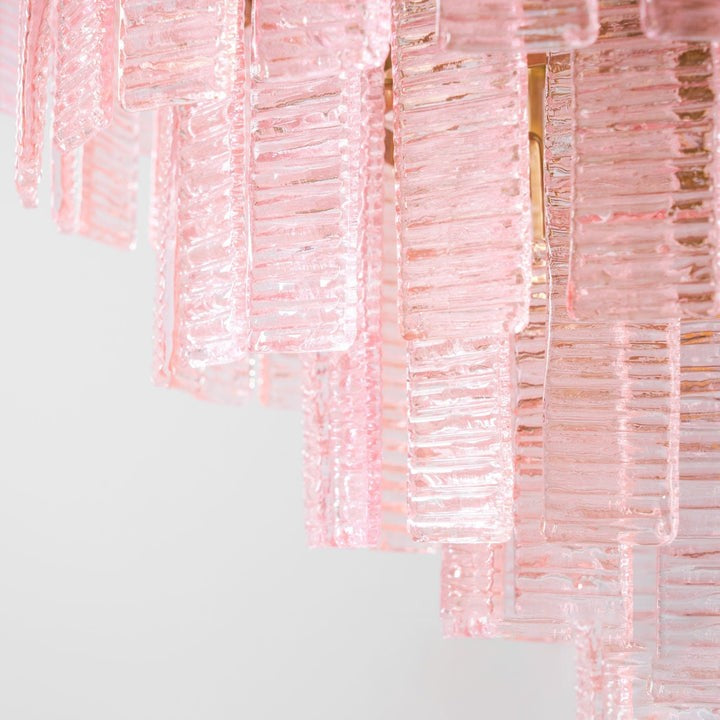 Hand-Blown Pink Murano Glass Ceiling Chandelier